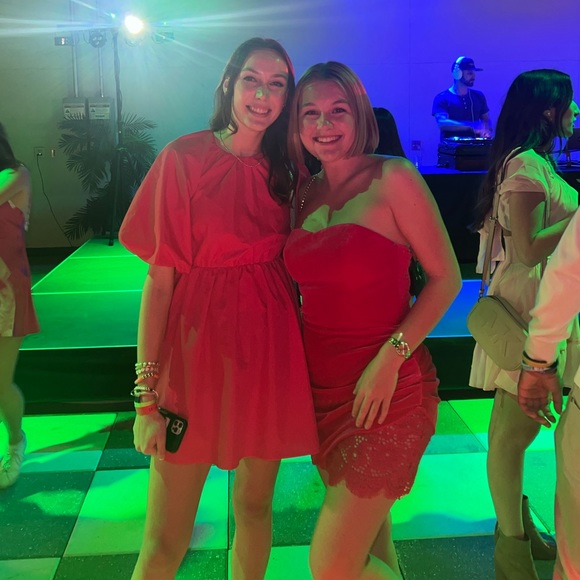 Amanda Uprichard Pink Velvet Lace Slit Dress - Picture 9 of 9